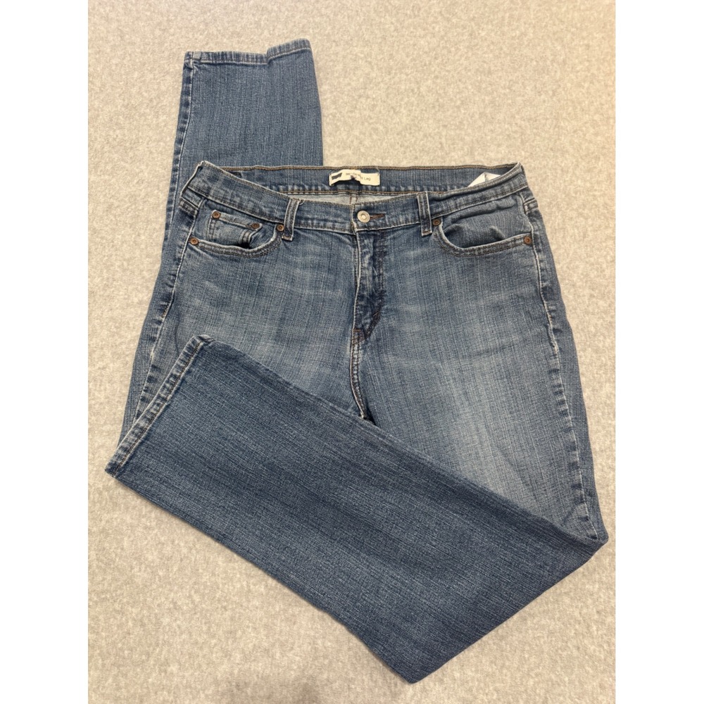 Levis 505 Straight‎ Leg Jeans Womens 14 S/C Medium Wash Blue Denim Stretch